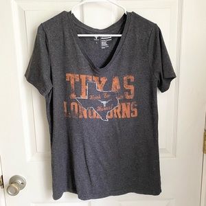 Texas Longhorn Grey V Neck Tee Women’s Large Top Short Sleeve Tshirt